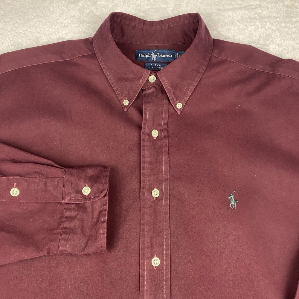 Ralph Lauren Shirt Mens XL Maroon Blake Long Sleeves